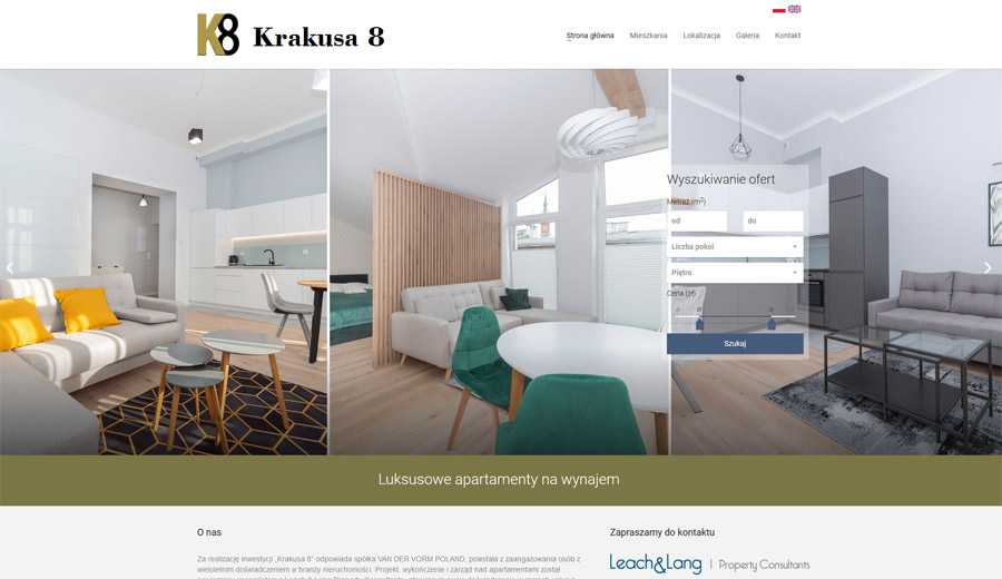 Zrzut ekranu głównej strony portalu www.krakusa8.pl