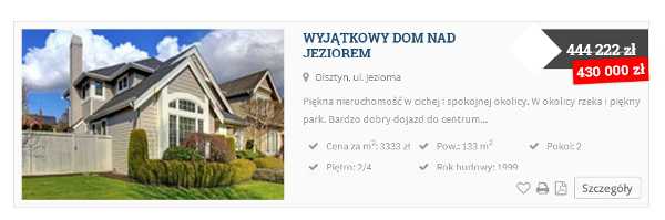 Oferta z przekreśloną ceną i nową aktualną