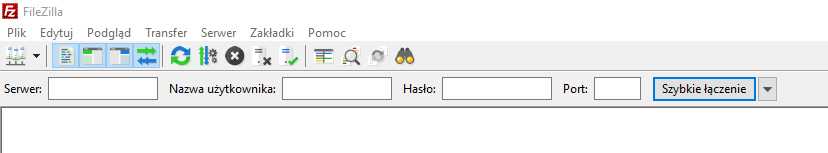 Interface programu FileZilla