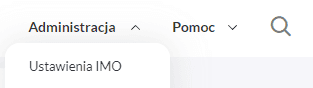Menu Administracja w programie IMO