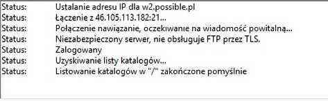 Komunikat informujący o prawidłowemu nawiązaniu połączenia